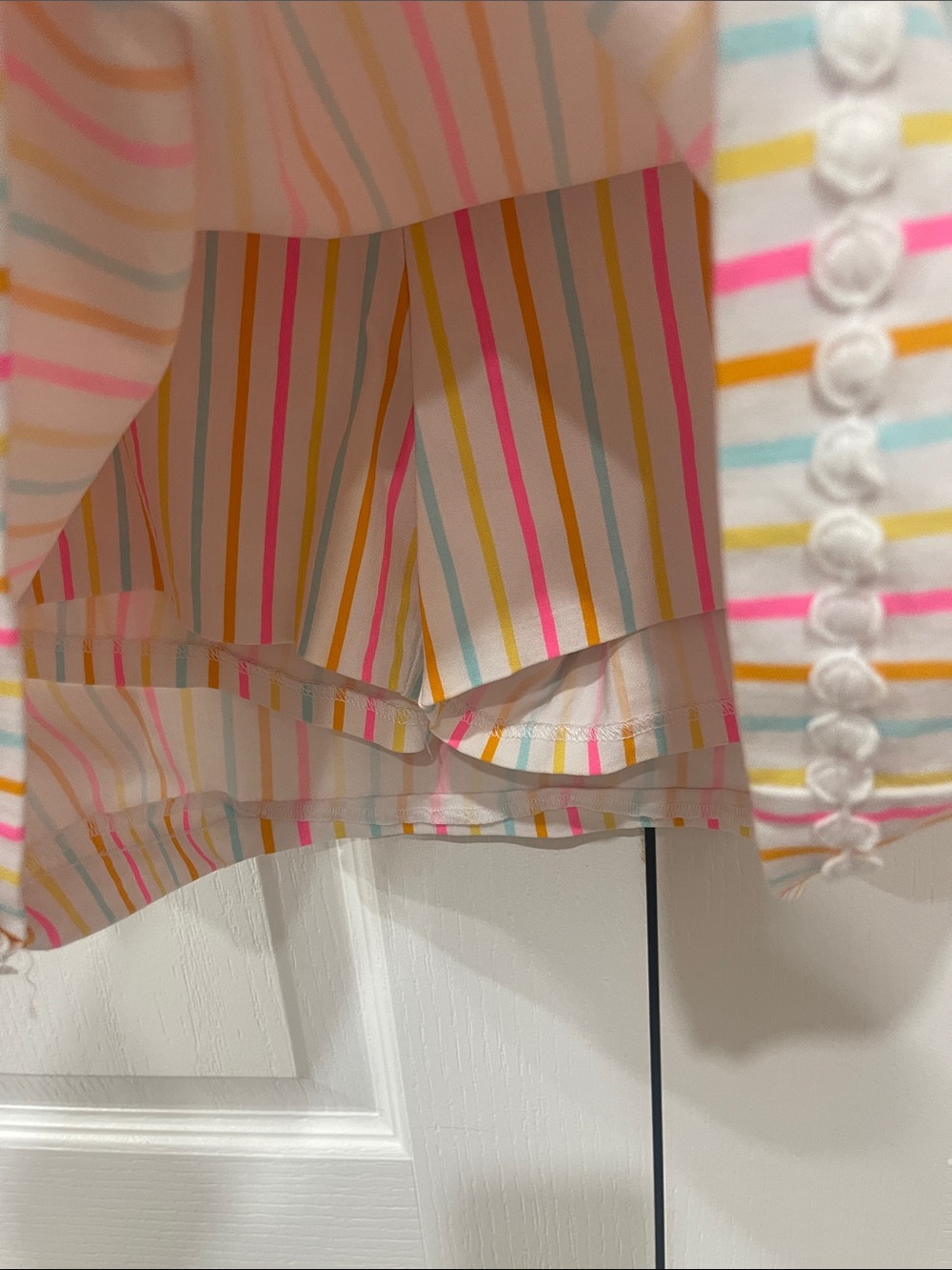 crown & ivy White Mini Skirt with Shorts underneath.Pink, Yellow & Blue Stripes - Picture 4 of 8